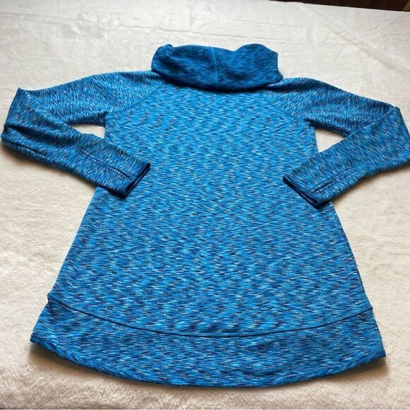 Athleta Blue Space Dye Tranquility Cowl Neck Pullover Size Small - Picture 2 of 12